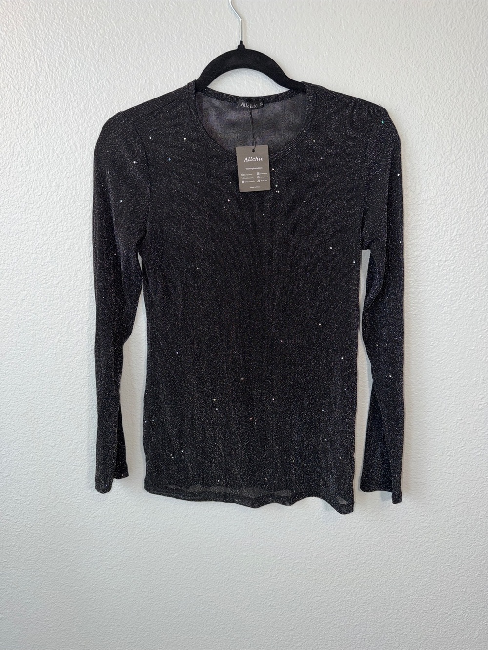 Black Sparkle Long-Sleeve Women's Tee